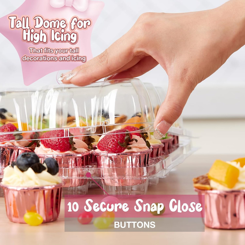 (24 Pack X 15 Sets) Mini Cupcake Containers with 375 Pack Cupcakes Liners, Pl... gallery