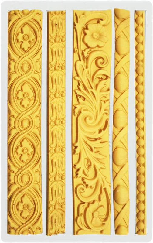 DIY Baroque Scroll Relief Cake Border Silicone Mold/Vintage Curlicues Fondant Mo gallery