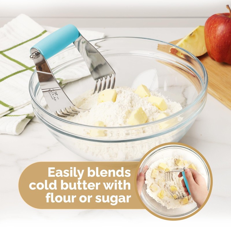 Heavy Duty Stainless Steel Dough Blender & Pastry Cutter - Baking Tool, Blue gallery