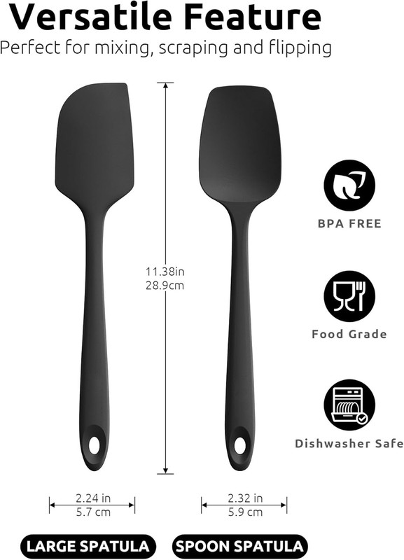Flat Spatula & Spoon Spatula: 600ºF Heat Resistant Silicone Bowl gallery