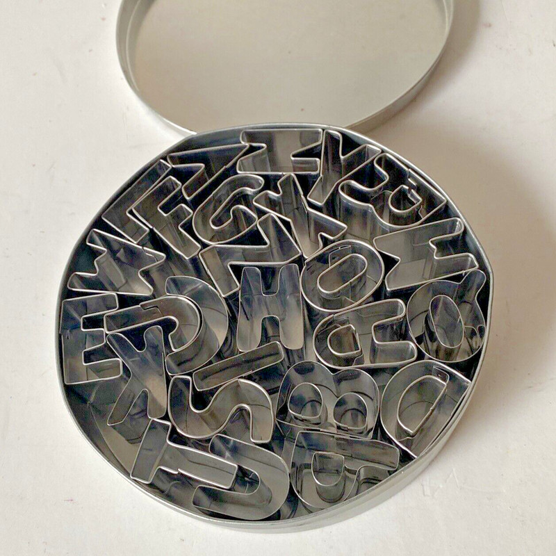 Set 26 Mini Metal Gourmet Alphabet Cutters Letters A To Z Cookie Cutters In Tin