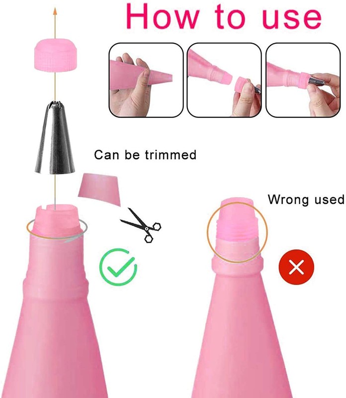 Silicone Icing Piping Bag,Reusable Cream Pastry Bag and 14× Stainless Steel N... gallery