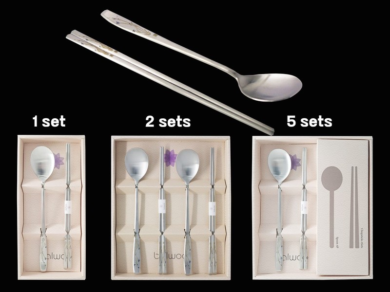 [2 Sets] [Made in Korea] Orchid Design Korean Style Sticky Rice Spoon Chopsti... gallery