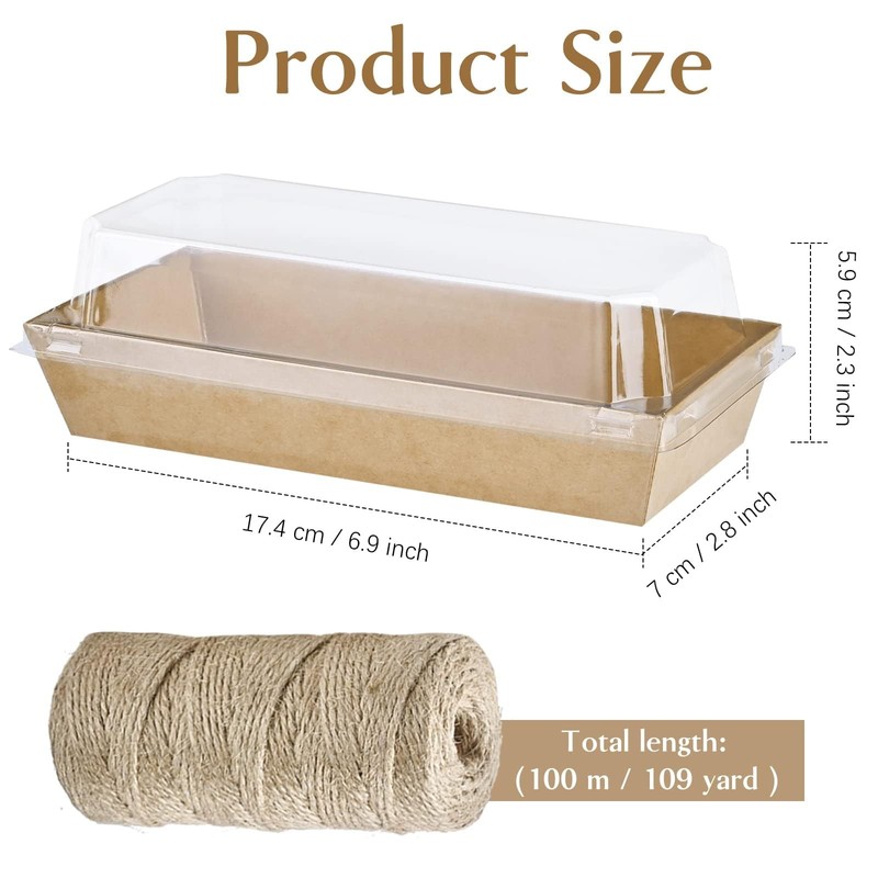 50 Pack 7.5 Inch Brown Paper Charcuterie Boxes With Clear Lids Small gallery