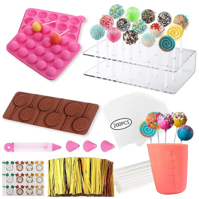 717 PCS Cake Pop Molds Kit Lollipop Maker Set Stand Sticks Wrappers Decorating