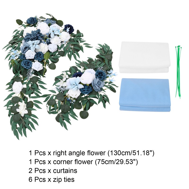 Artificial Wedding Arch Simulation Flowers Kit Pack of 4, Light blue and White gallery