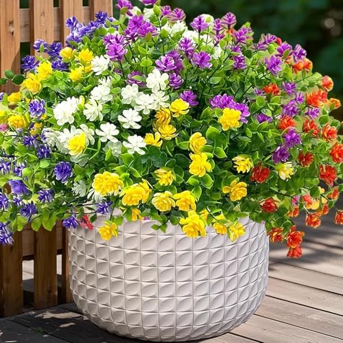 Colorful Artificial Flowers for Outdoors, 10 Bundles 10PCS Multi Color