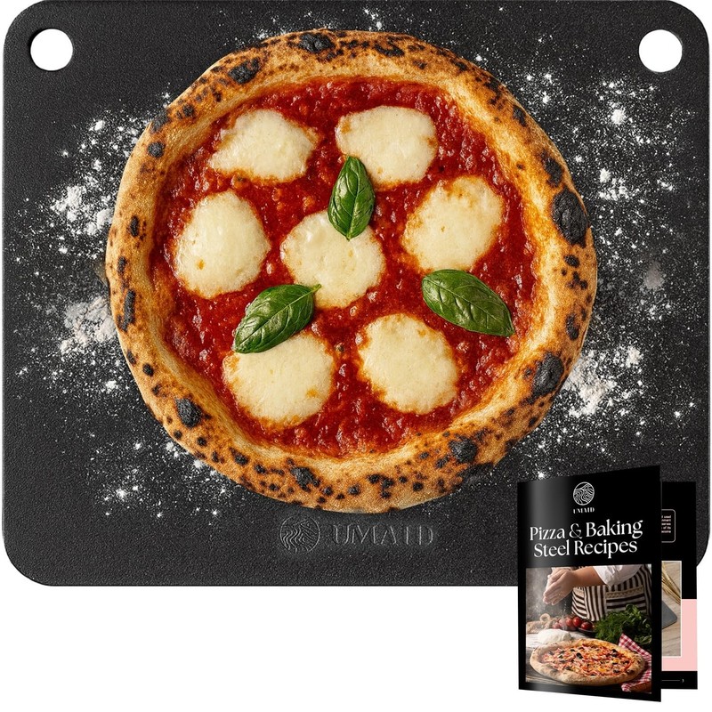 Pizza Steel for Oven & Grill, 16″x13.4″, 1/4″ Thick Pre-Seasoned Carbon Steel…