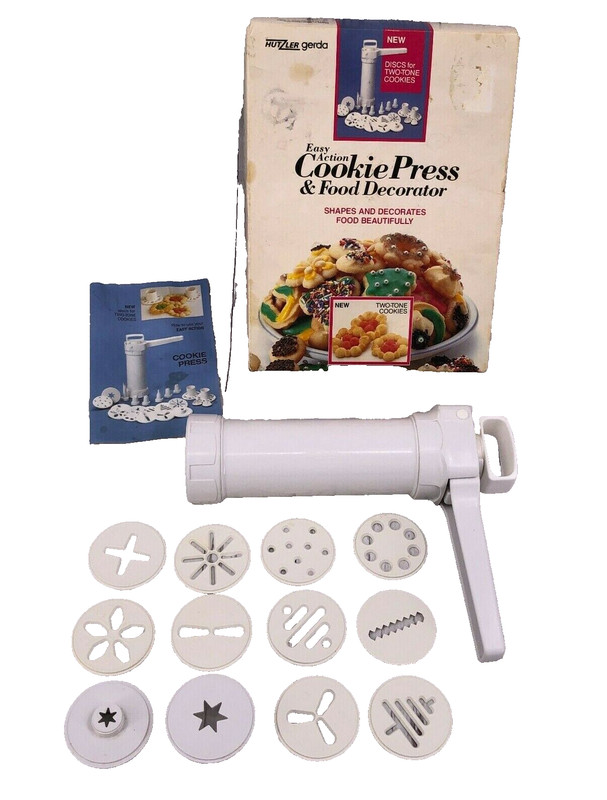 Cookie Press Hutzler Gerda Food Decorator Spritz Two Tones Easy Action Vintage