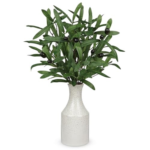 Fake Olive Branches in Rustic Metal Vase 20.4'' Faux Olive Greenery Beige gallery