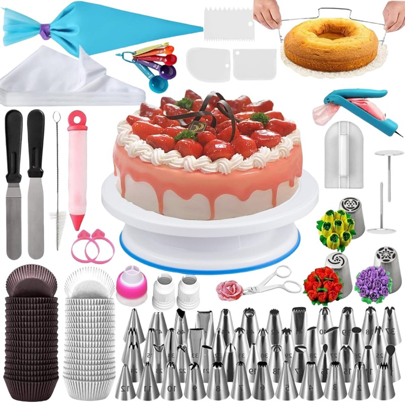 322 Piece Wilton Framing Mouth Starter Cake Decorating Baking Set with Cake R…