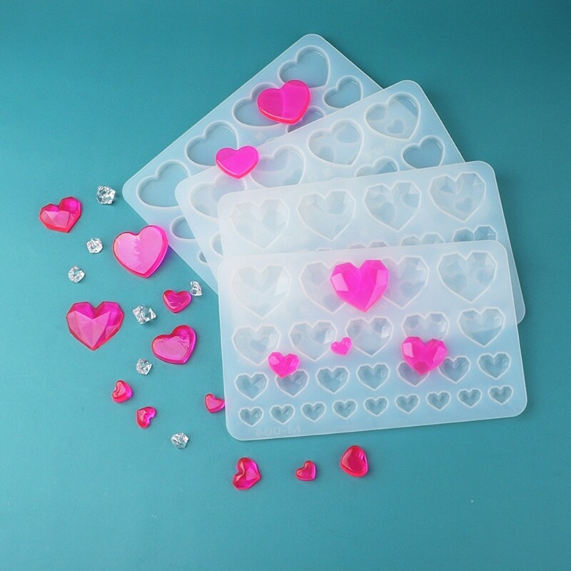 2Pcs DIY Diamonds Love Keychain Silicone Epoxy Molds DIY Ornaments Pendant Mould gallery