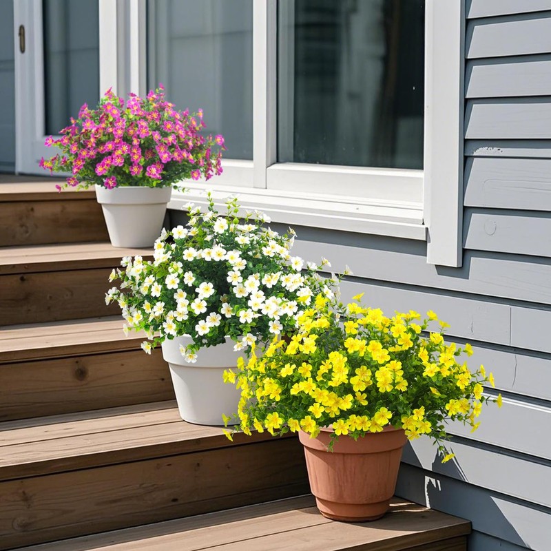 Grunyia Outdoor Artificial Flowers Uv Resistant Fade Proof 12 Pack Realistic gallery