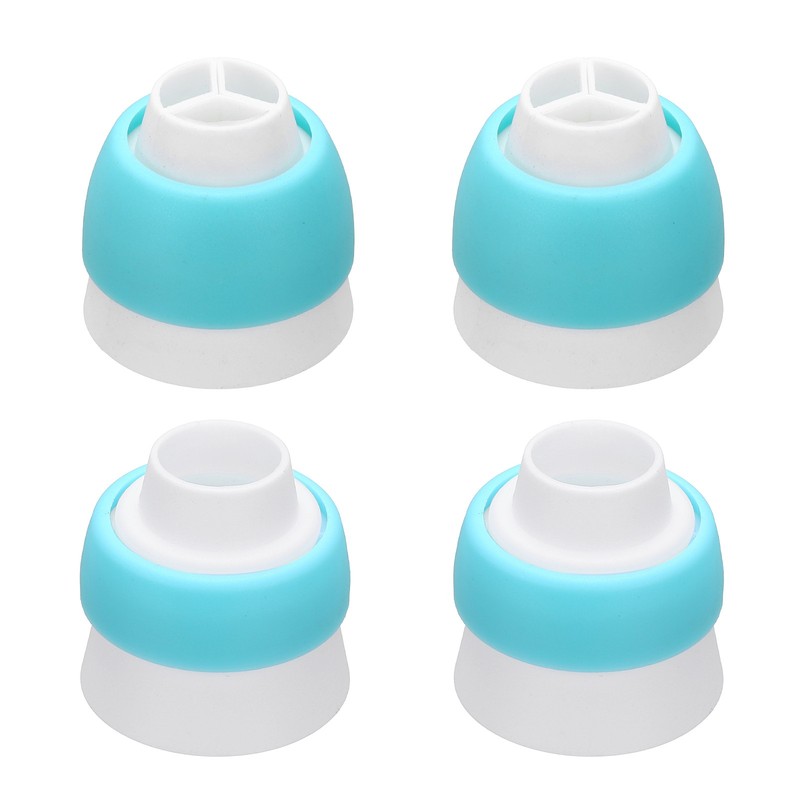 4 Pcs Piping Tip Coupler, Plastic 3 and 1 Color Couplers Piping Bag, Light Blue