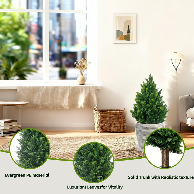 Gzfdy 2Ft Artificial Cedar Topiary - Uv Resistant Fake Shrubs Ground gallery