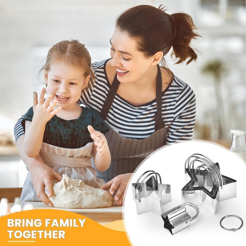 Elegant 5-Piece Star Cookie Cutter Set - High-Grade Stainless Steel Baking Tools gallery
