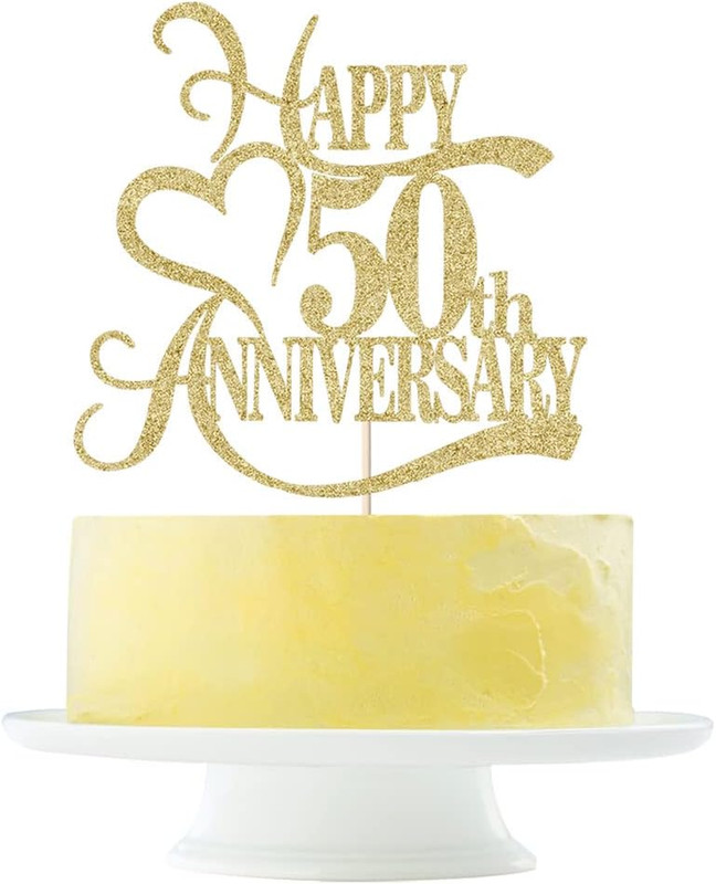 Gold Glitter 50Th Anniversary Cake Topper – Wedding Party Decoration Ideas, Anni
