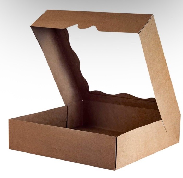 CHERRY 12″x12″x3″Large Brown Bakery Boxes w/ PVC Window (25-Pack)