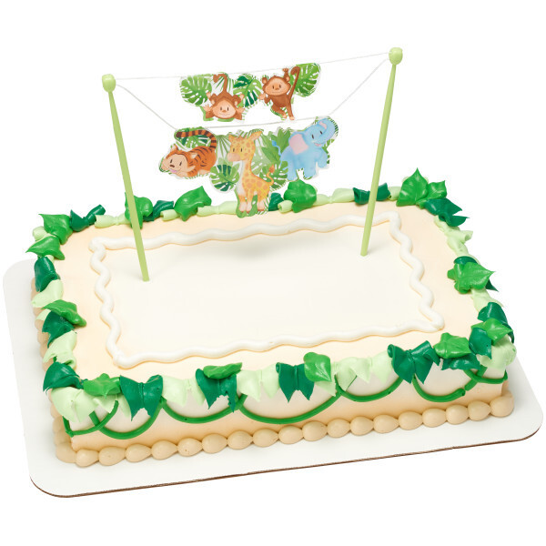 1 Animals Banner Cake Topper Decoration Layon Bday Party Baby Shower Jungle Zoo gallery