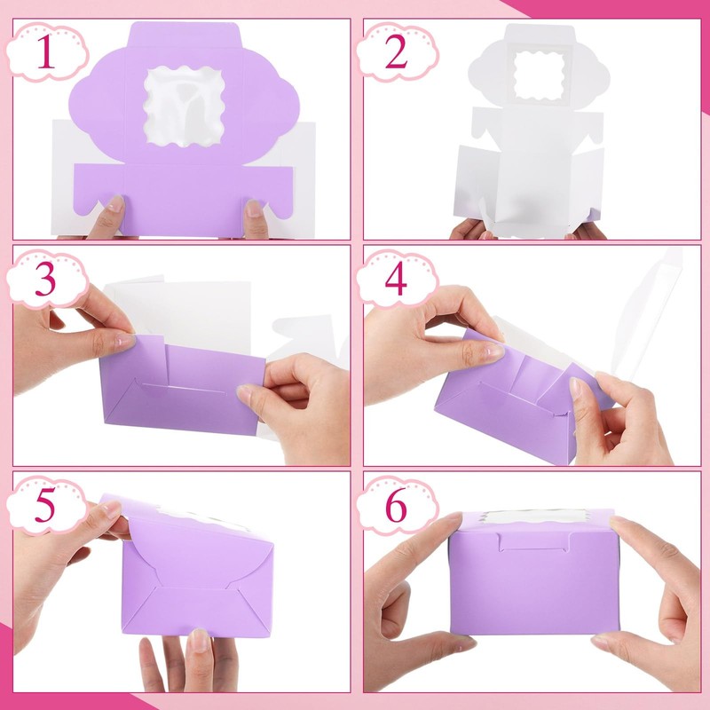 40 Pcs Valentine Bakery Gift Boxes with Window Twine Tags 4 x 4 x 2.5 Inches ... gallery