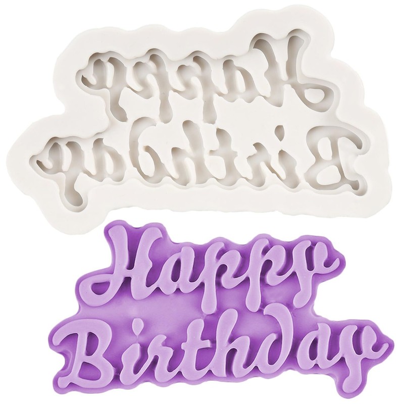 Happy Birthday Silicone Molds Birthday Letter Fondant Molds for Cake Cupcake