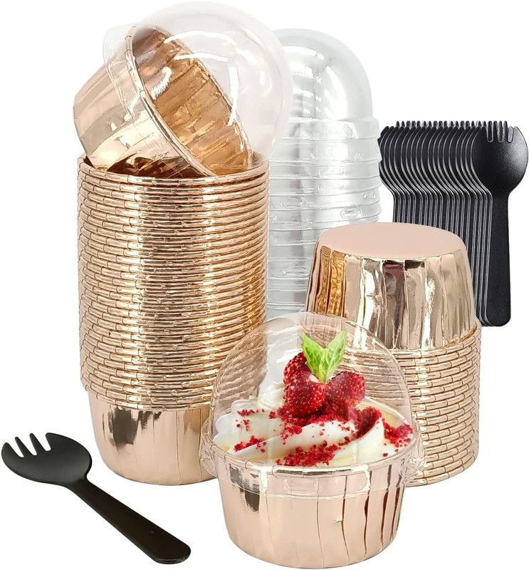 Versatile 50 Pack Mini Baking Cups with Lids - Ideal for Events and Catering gallery