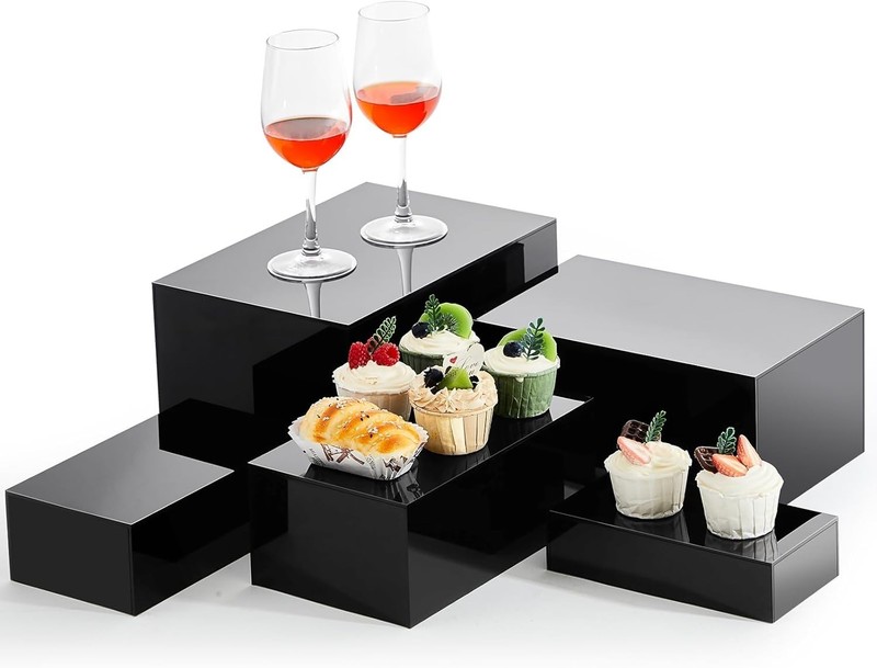 5PCS Buffet Risers & Display Stand 6" 7" 8" 9" 10" Acrylic Dessert Cupcake Stand gallery