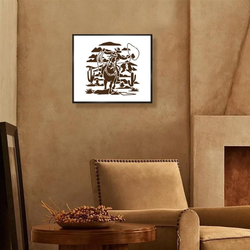20 PCS 6x6 Inch Western Cowboy Stencils PET Plastic Painting Template DIY gallery