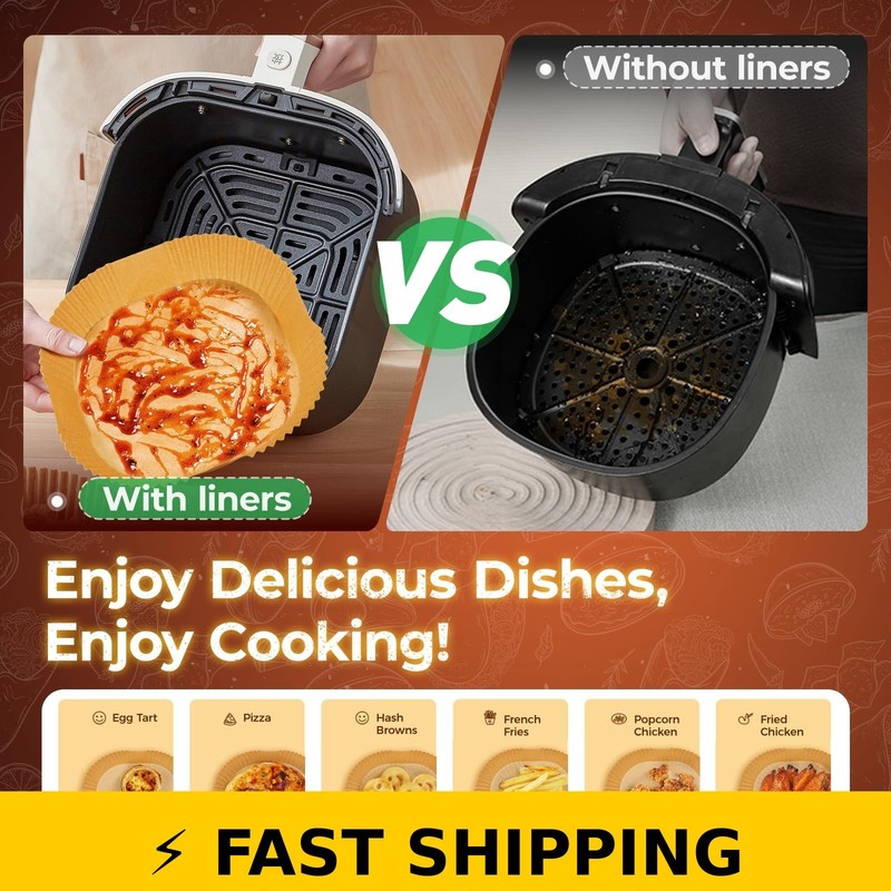 Ctizne Disposable Air Fryer Liners 150Pcs 8" Non-Stick Food Grade gallery