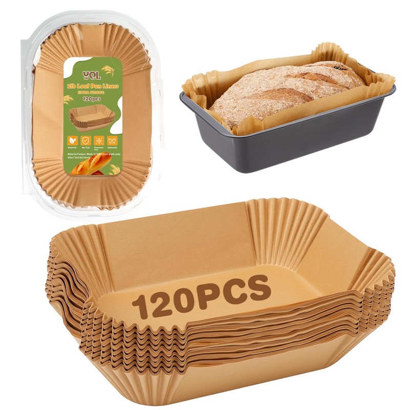 YQL 120PCS Loaf Pan Liners, Non-Stick Disposable Bread 120PCS, Brown