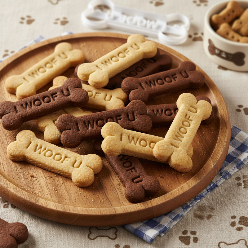 I WOOF U & LOVE Dog Bone Cookie Cutters Set (3.5") - homemade pet treats canine gallery