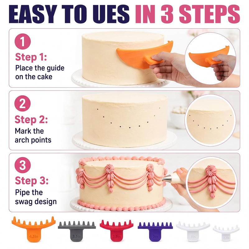 Hushee 6 Pcs Cake Arch as shown in the figure, white, red, purple and yellow gallery