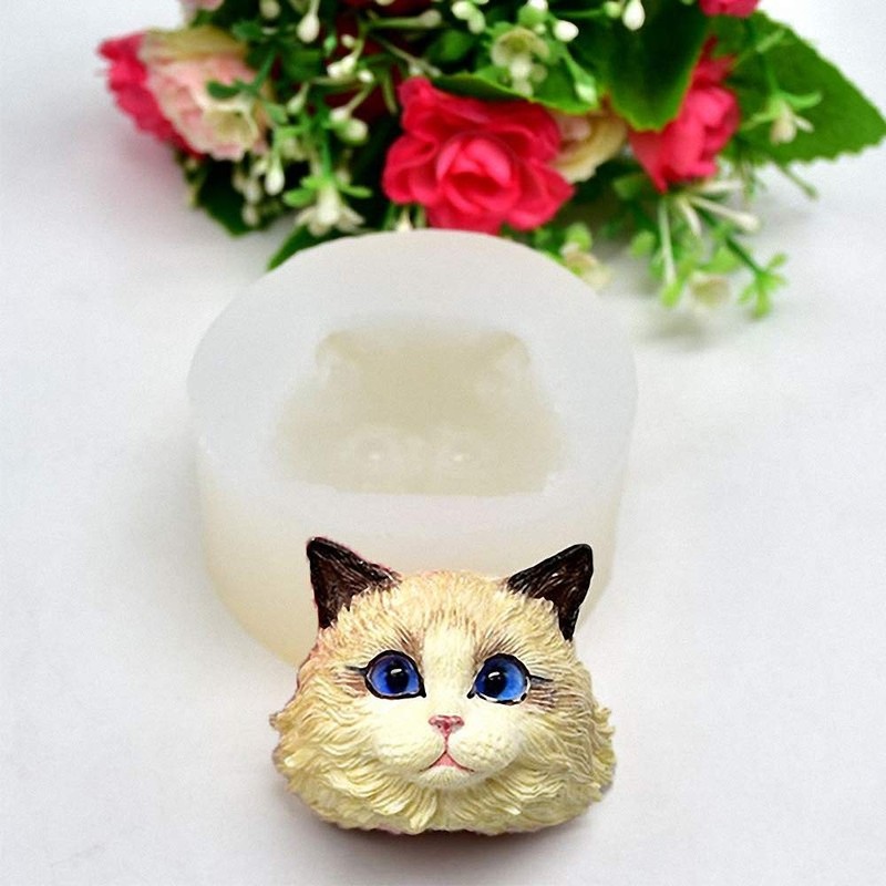 Set of 2 Pet Cat Silicone Resin Molds, British Shorthair & Ragdoll Random gallery