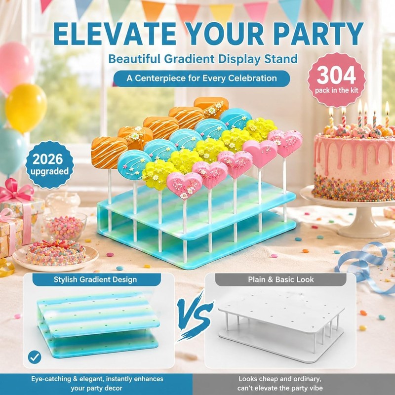 6 Shapes Cake Pop Mold Set with 7.88 Inch Tray, Cake Pop Cutter Kit with Cake... gallery