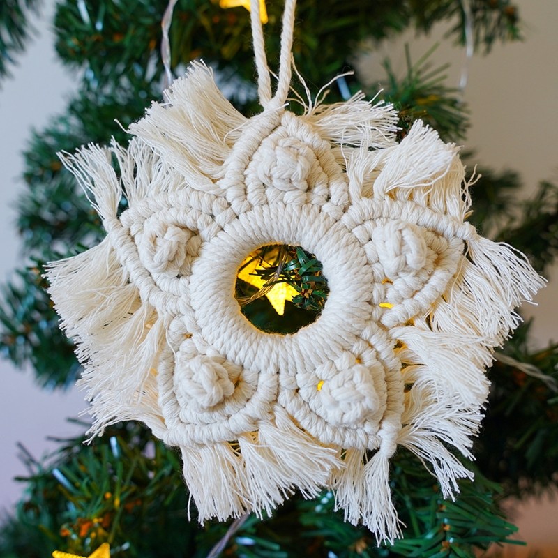 Hand Woven Macrame Pendant Tapestry Boho Style Cotton Handmade Ornament gallery