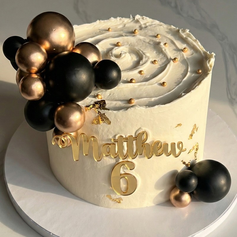 PERSONALISED Acrylic Cake Charm Cake Topper NAME & AGE sizes 3″ 4″ 5″ 6″