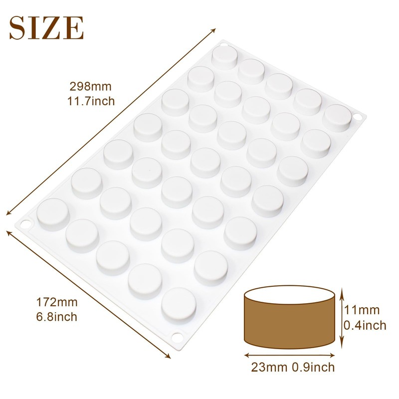 Mini Round Silicone Mold Tray - 35 Cavities, 0.9"x0.9"x0.4" for Baking & Crafts gallery