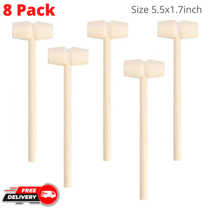 8Pcs Wooden Mini Hammers Mallet for Breaking Heart Chocolate Cake Party Kids Toy