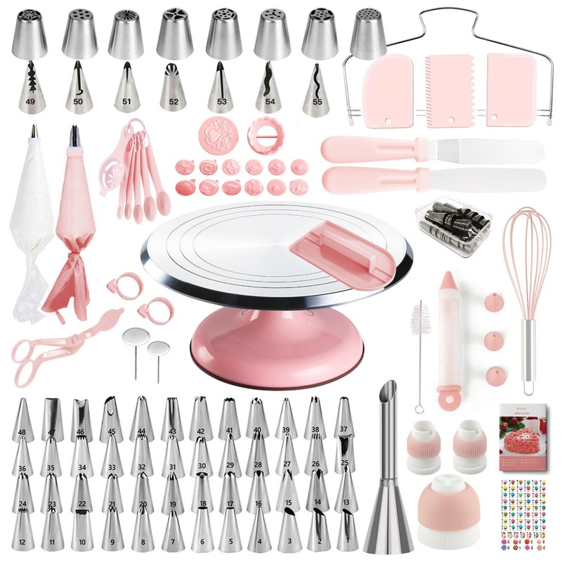 138pcs Cake Decorating Kit - Turntable, 64 Icing Tips, Spatulas, Piping Bags & T gallery