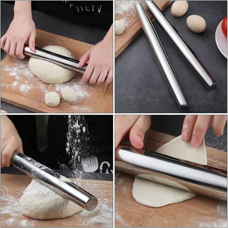 16" Stainless Steel French Rolling Pin - Pasta, Cookies, Pastries, Pizza Dough gallery