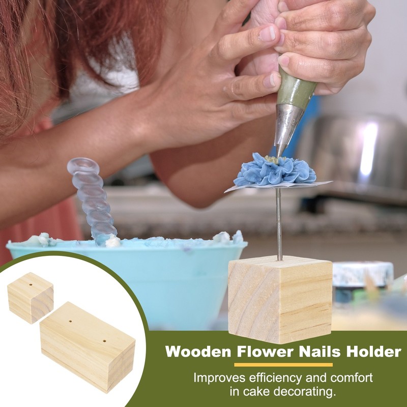 1 Set Wooden Flower Nails Holder, 3.94/1.38 Inch H S/D Hole, Wood Color gallery