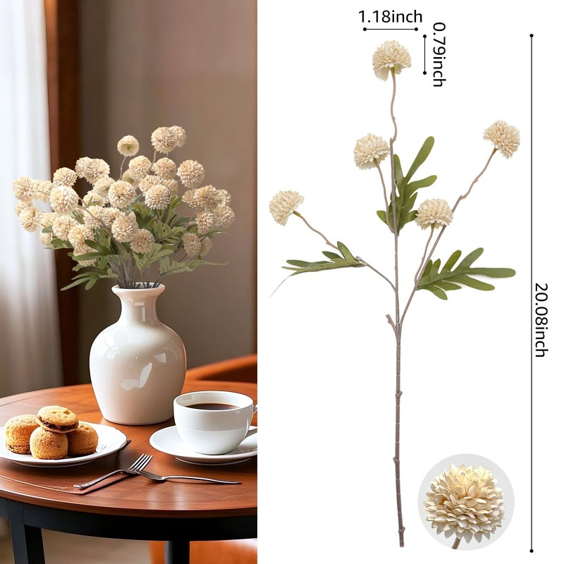 Lippbest 10 Pcs Artificial Flowers Pompon Mum Fake Flowers Faux Small Mini gallery