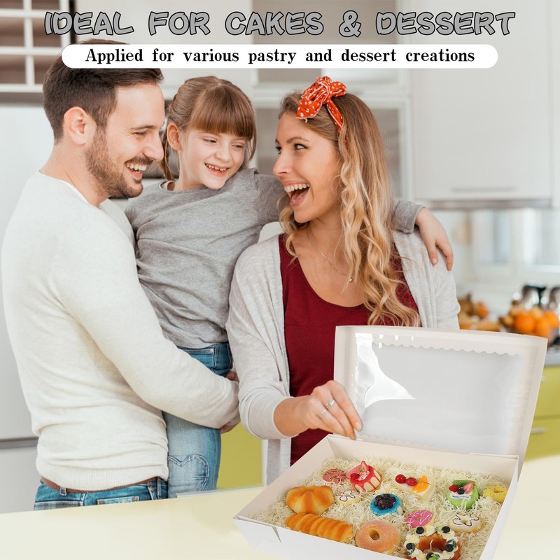10 Sets 19x14x4in Rectangle Cake Boxes with Boards, White Large Bakery Boxes ... gallery