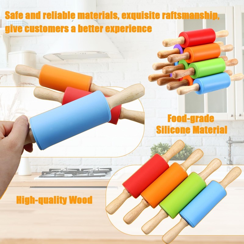 10Pcs 9 Inch Silicone Small Rolling Pin for Wooden Rolling Pins for Baking Mi... gallery