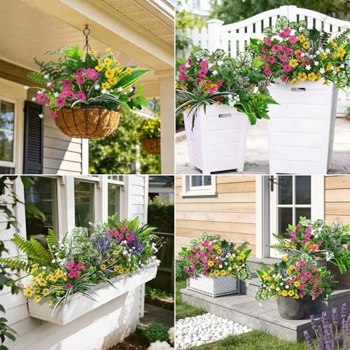 20 Pcs Artificial Plants Outdoor, Fake Plants UV Resistant Greenery Stems gallery