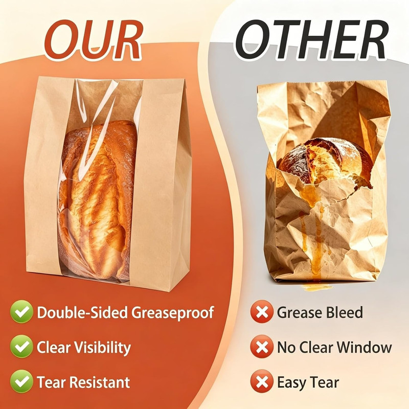 60 Pcs Bread Bags for Homemade Bread, Sourdough Bread Bags with Clear Window, 13 gallery