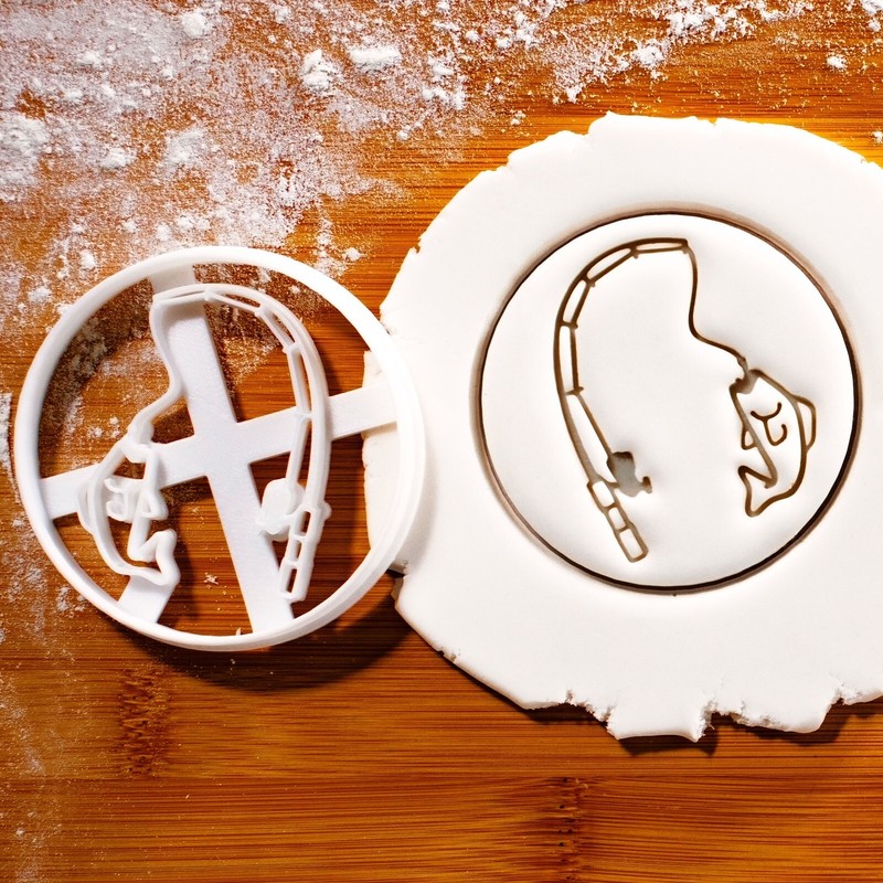 Fishing Rod Cookie Cutter – angling fish hook angler fisherman outdoor sports