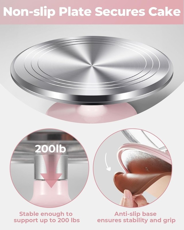 Versatile Aluminium Cake Decorating Stand - 12-Inch Non-Slip & Easy to Clean gallery