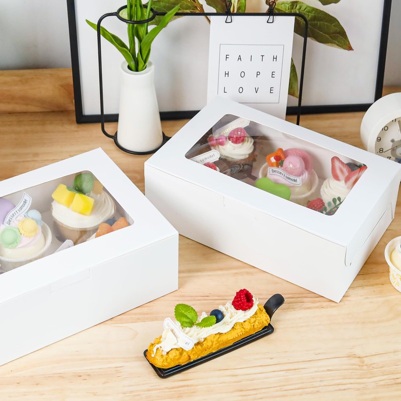15 Pack Cupcake Boxes with Inserts 6 Holders, White Standard Bakery Boxes wit... gallery