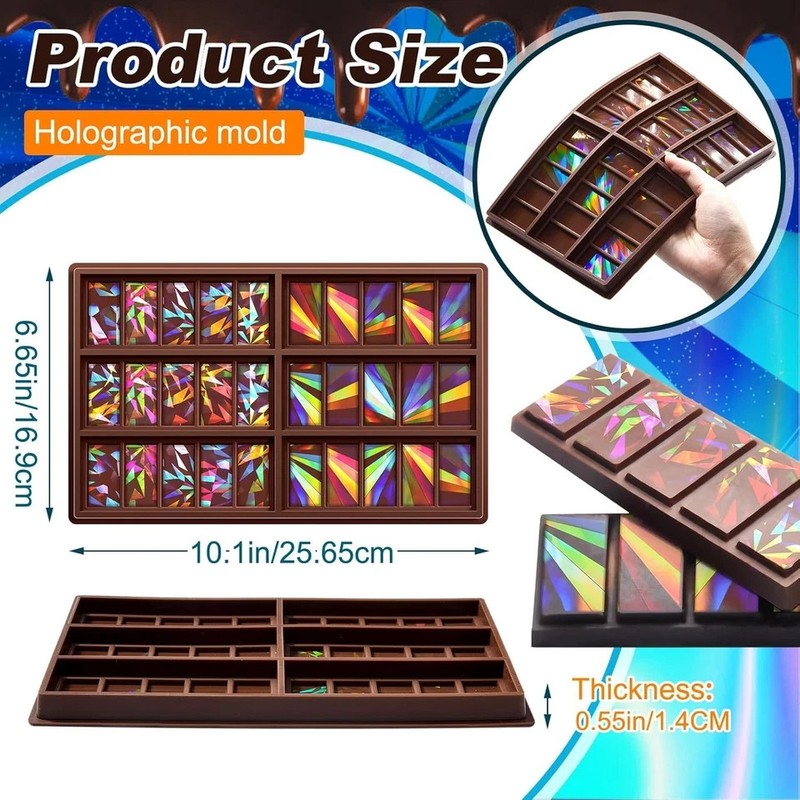 Holographic Chocolate Molds Resin Silicone Chocolate Bar Deep Thick Molds for Re gallery